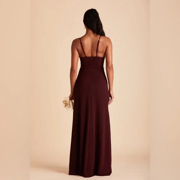 Birdy Grey Ash Crepe Cabernet Drape Cowl Neck Maroon Burgundy Maxi Dress XS - Picture 2 of 8